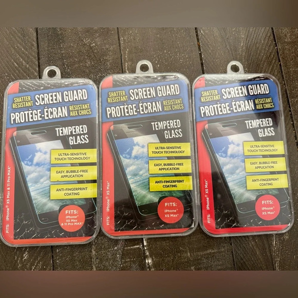 Shatter‎ Resistant Screen Guard Tempered Glass Fits iPhone XS Max (lot Of 3) - Picture 1 of 3